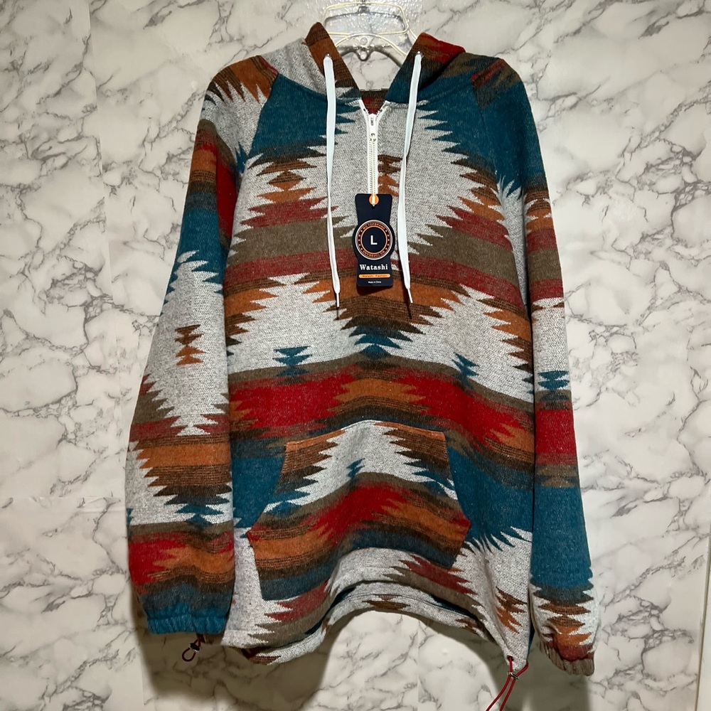 Aztec Patterned Hooded Sweater - Picture 4 of 11